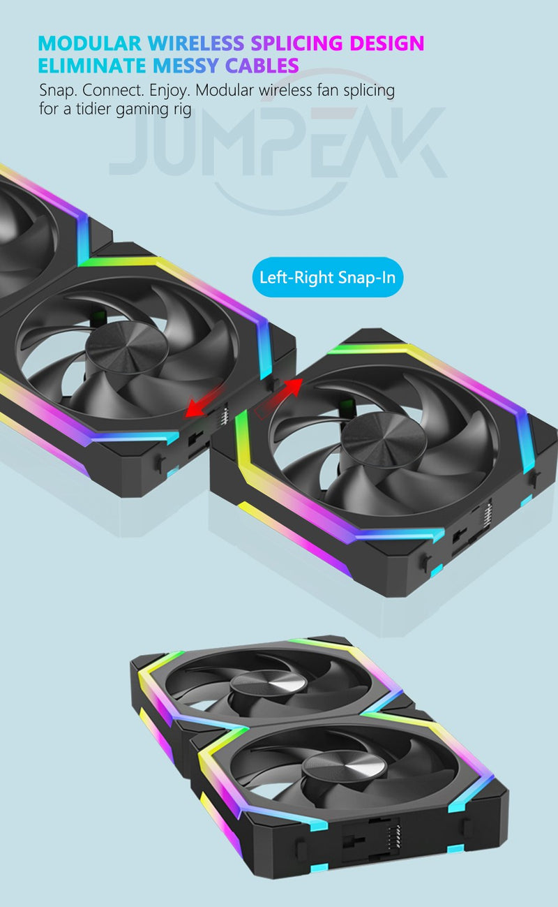 Jumpeak CS120 ARGB – Ventilador de Refrigeração Modular 360mm / 240mm, Empilhável e de Alto Desempenho