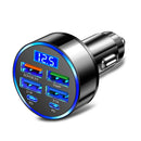 Carregador de Carro 100W com 6 Portas – Carregamento Rápido PD + QC3.0 USB-C