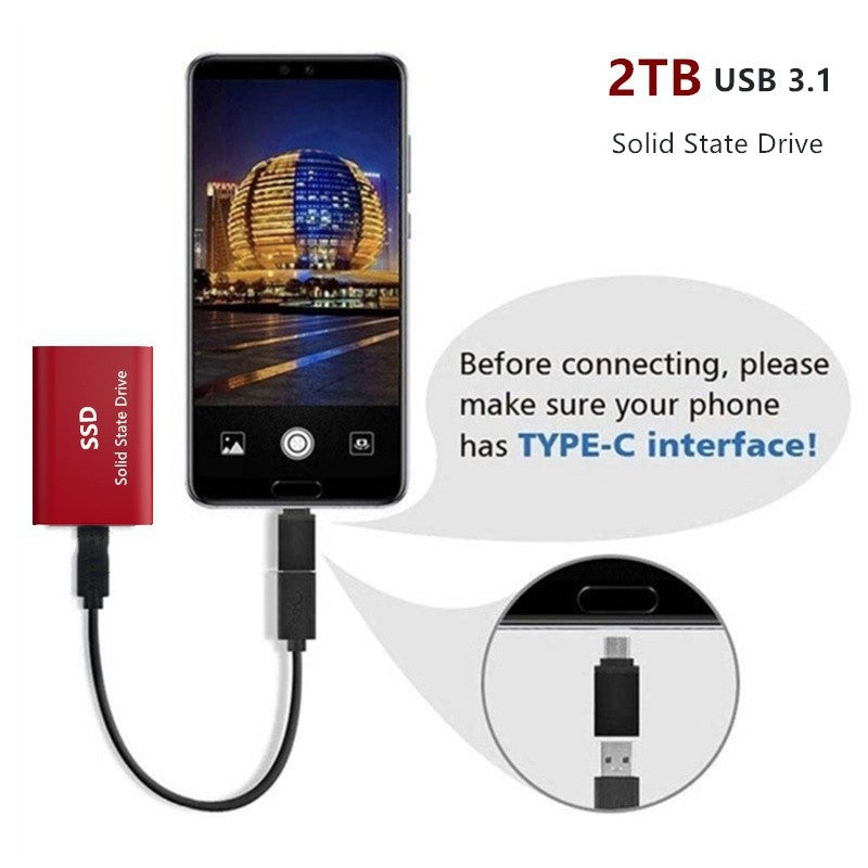 Disco Rígido Externo para Laptops e Desktops – SSD USB 3.0 Tipo C 1,8"
