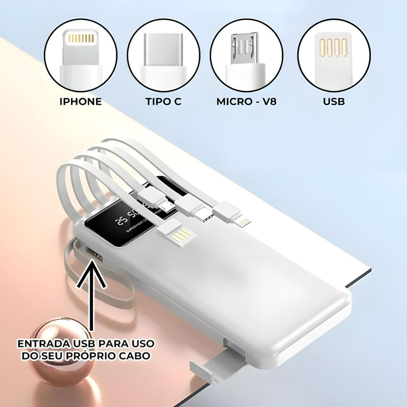 Carregador Portátil 4 Saídas Visor e Lanterna 10000mAh A'Gold BTE-18A